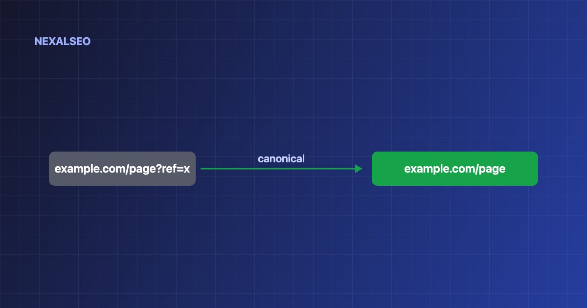 Canonical tag: a duplicate URL with a parameter points to the preferred canonical URL